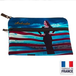 Trousse 2 zips 190x120 mm en velours avec doublure