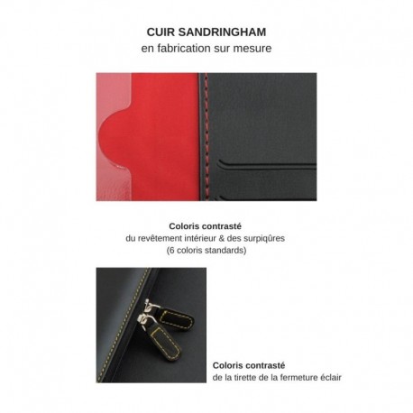 Protège tablette zippé A5 en cuir Nappa Sandringham