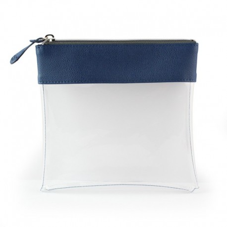 Trousse zippée transparente 185 x 180 x 20 mm en PU ou rPET