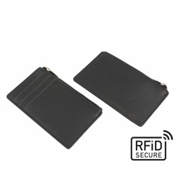 Porte-cartes zippé anti-RFiD en cuir Nappa Sandringham