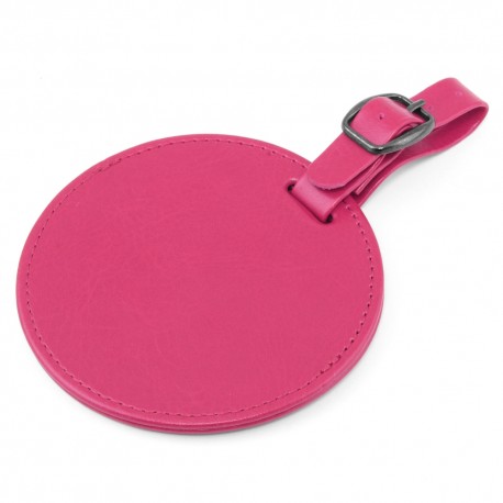 Etiquette à bagage ronde en PU ou rPET