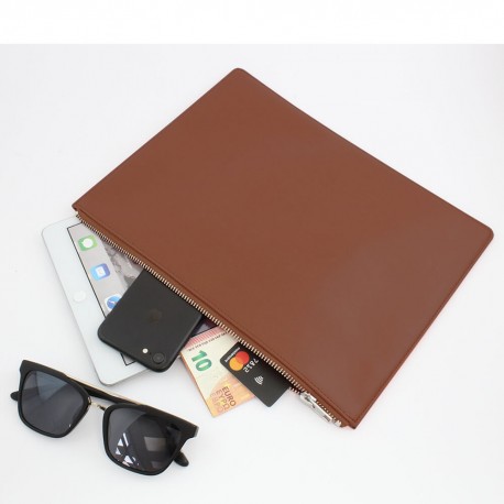 Pochette zippée 318 x 240 x 10 mm en PU ou rPET