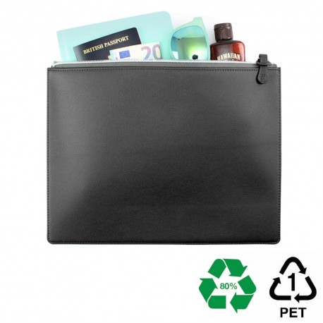 Pochette zippée 318 x 240 x 10 mm en PU ou rPET