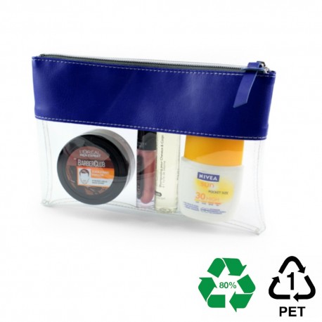 Trousse zippée transparente 225 x 160 x 20 mm en PU ou rPET