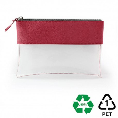 Trousse zippée transparente 225 x 160 x 20 mm en PU ou rPET