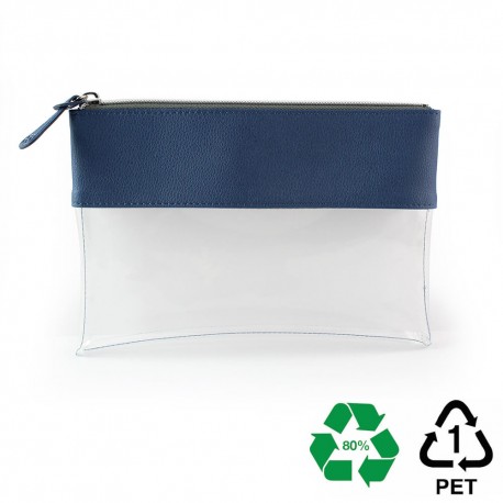 Trousse zippée transparente 225 x 160 x 20 mm en PU ou rPET