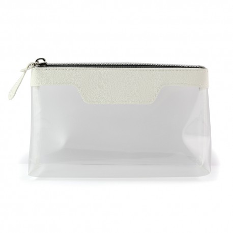 Trousse zippée transparente 185 x 120 x 60 mm en PU ou rPET