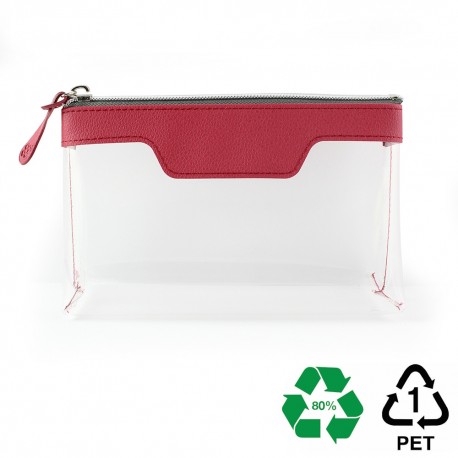 Trousse zippée transparente 185 x 120 x 60 mm en PU ou rPET