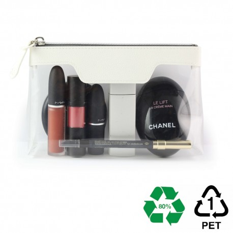 Trousse zippée transparente 185 x 120 x 60 mm en PU ou rPET