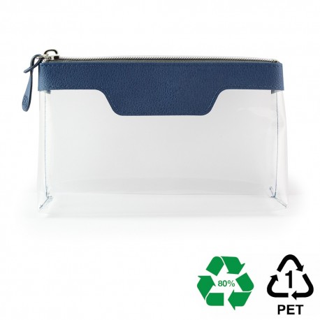 Trousse zippée transparente 185 x 120 x 60 mm en PU ou rPET