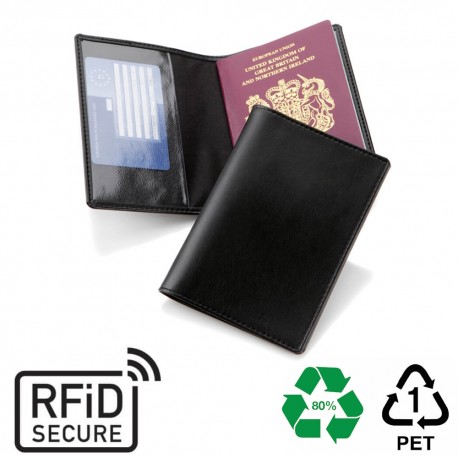 Protège passeport anti-RFID en PU ou rPET