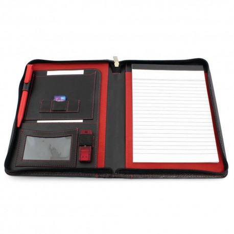 Conférencier zippé A5 en cuir Nappa Sandringham