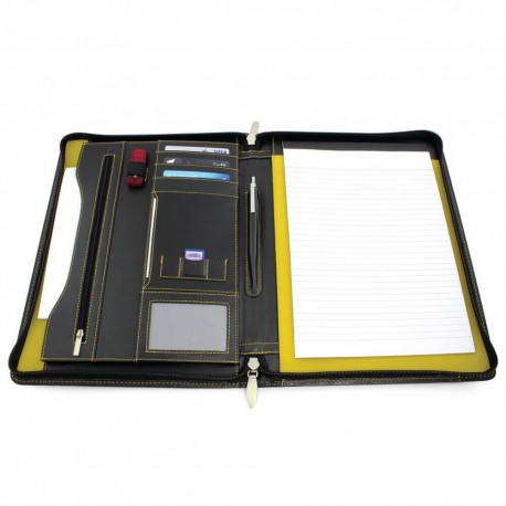 Conférencier zippé A4 en cuir Nappa Sandringham